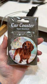 Red Dachshund Car Coaster