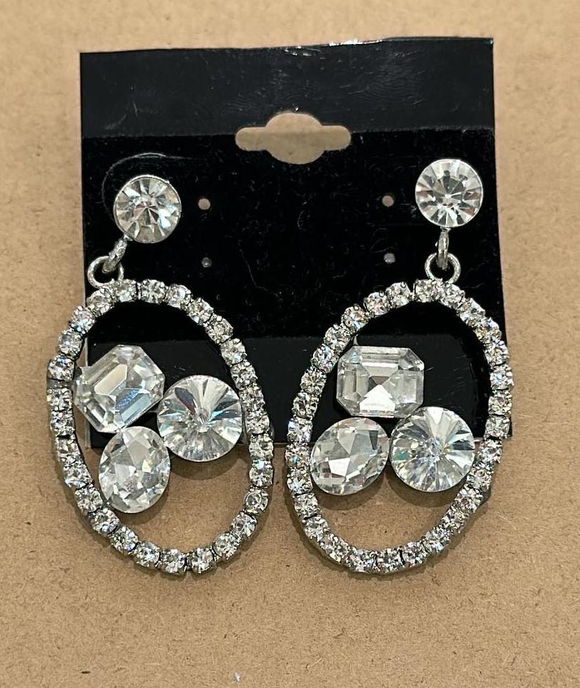 Crystal Silver Open Earrings