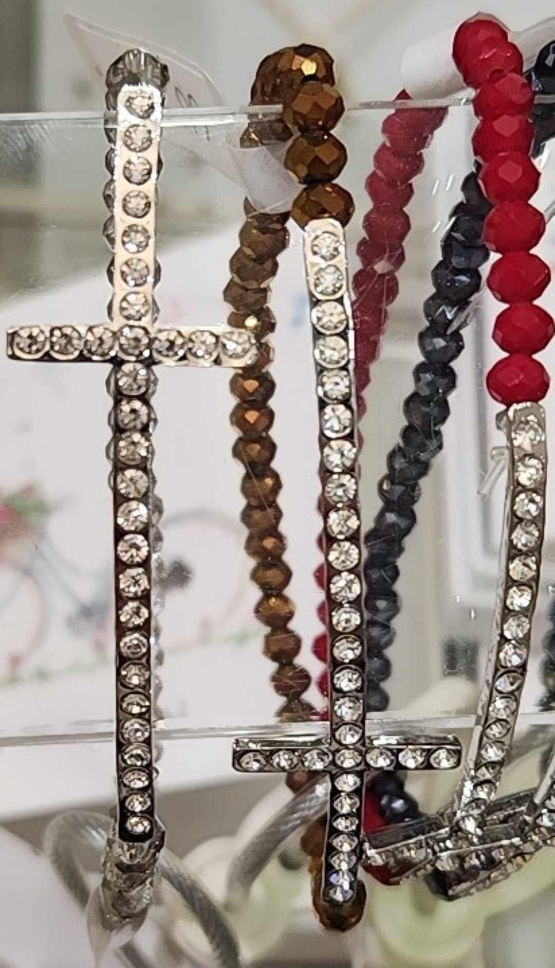 Crystal Side Cross Bracelet