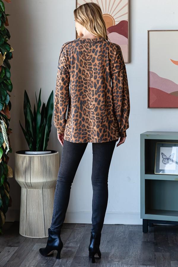 Puff Sleeve V Neck Animal Top