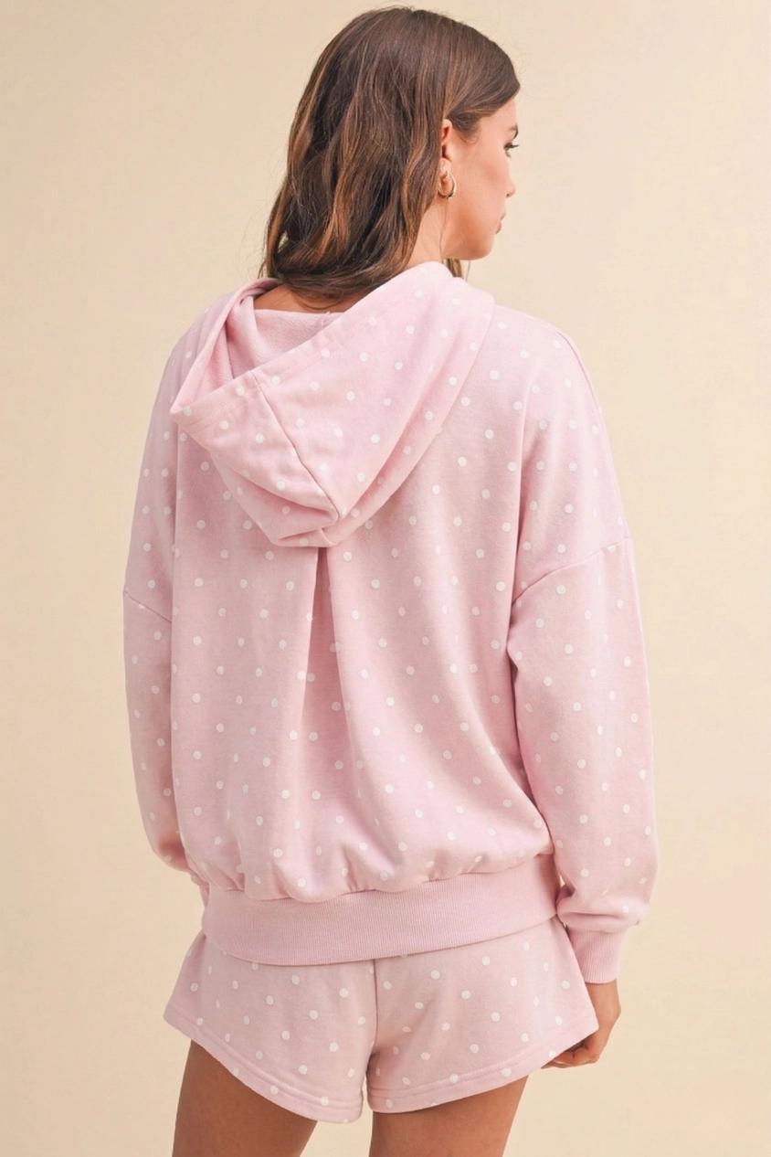 Polkadot Hoodie Sweatshirt and Shorts Set