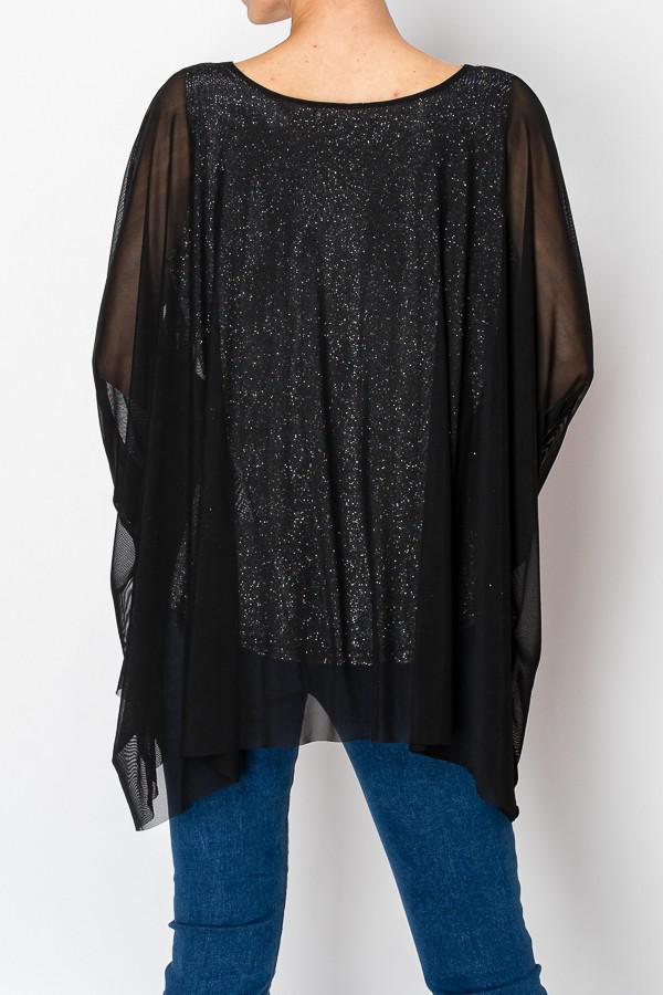 Black Chiffon Tunic Sparkly Top