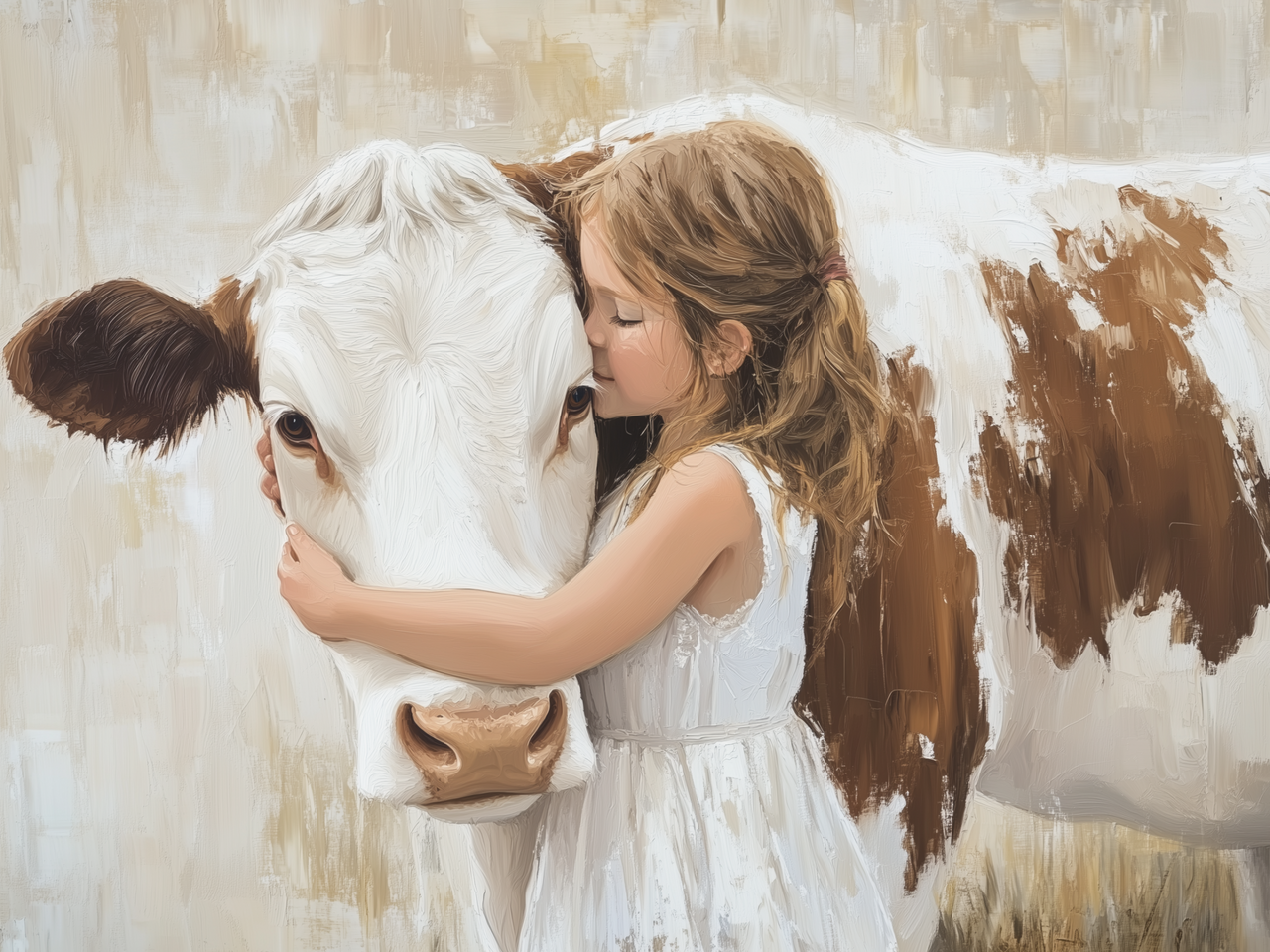 Little Girl and Cow Box Frame 18x24