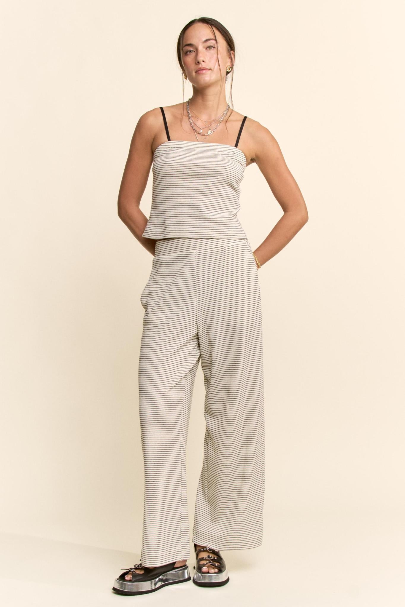 Strapless Top And Wide-leg Pants Set