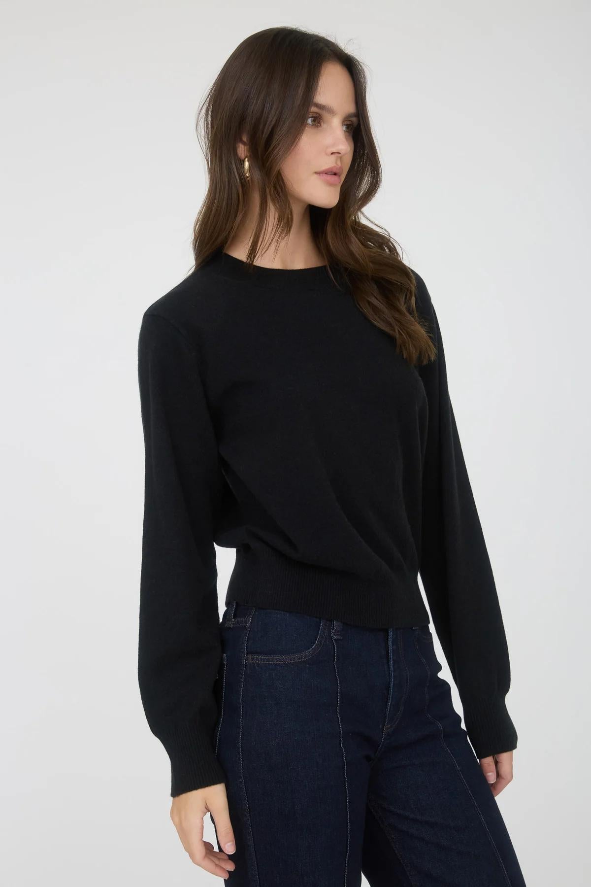 Black Crew Neck LS Knit Sweater