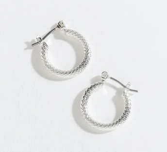 Texture Silver Hoop Earrings