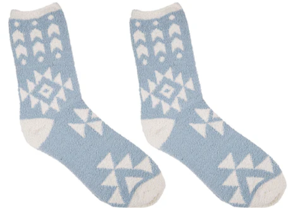 Simply Cozy Boot Socks- Geo Blue