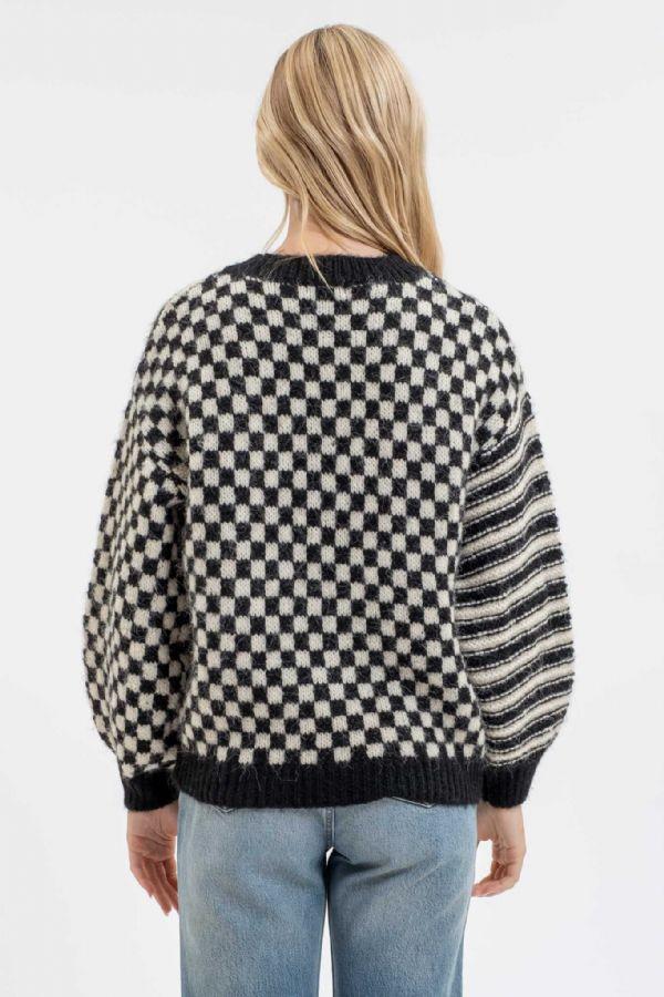 Black Checkered Crewneck