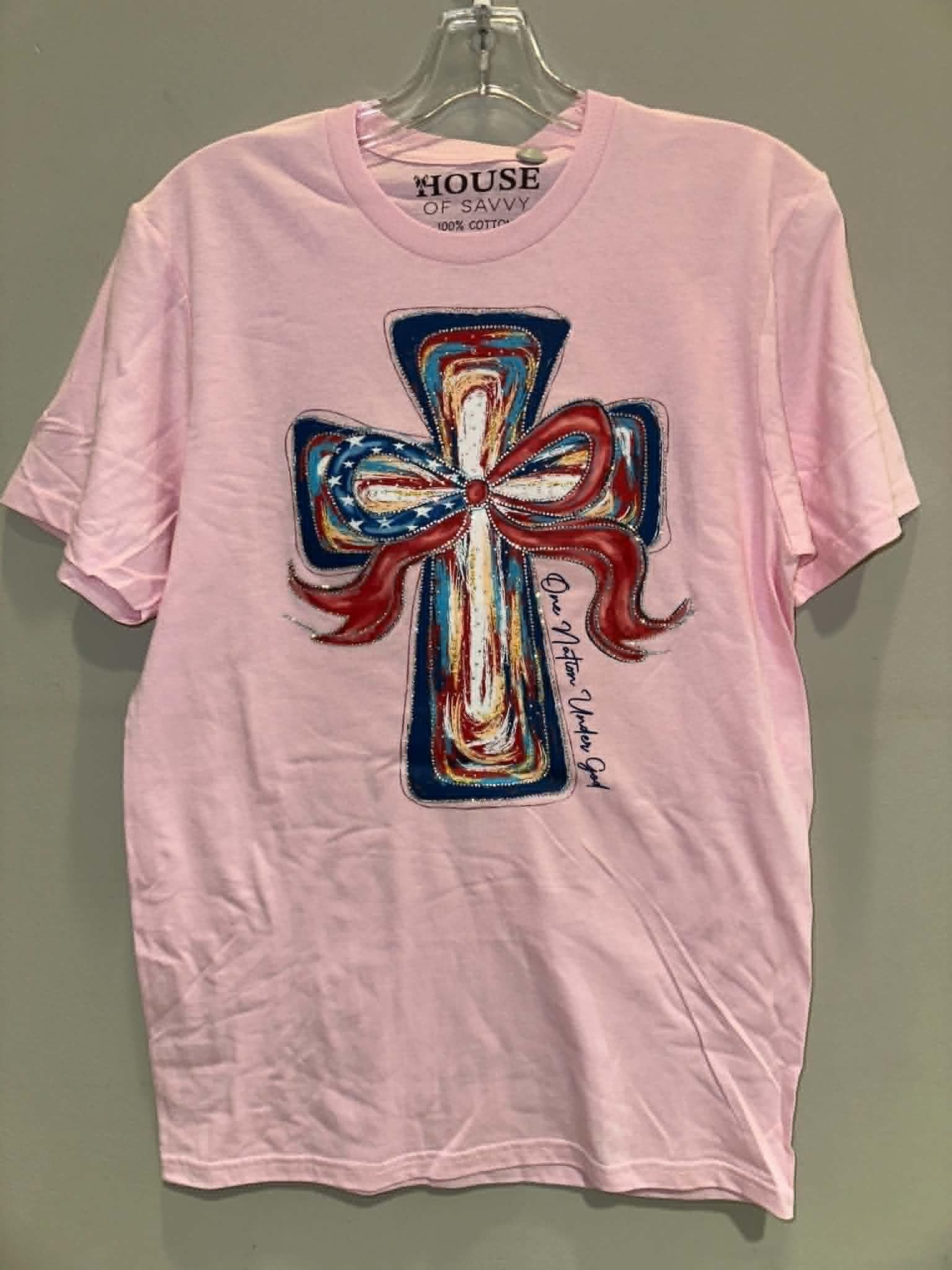 One Nation Under God Pink Tee