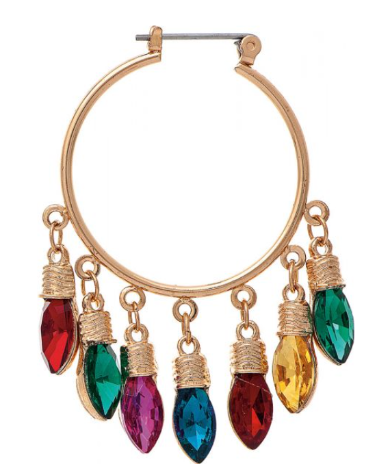 Gold Holiday Lights Hoop Earring