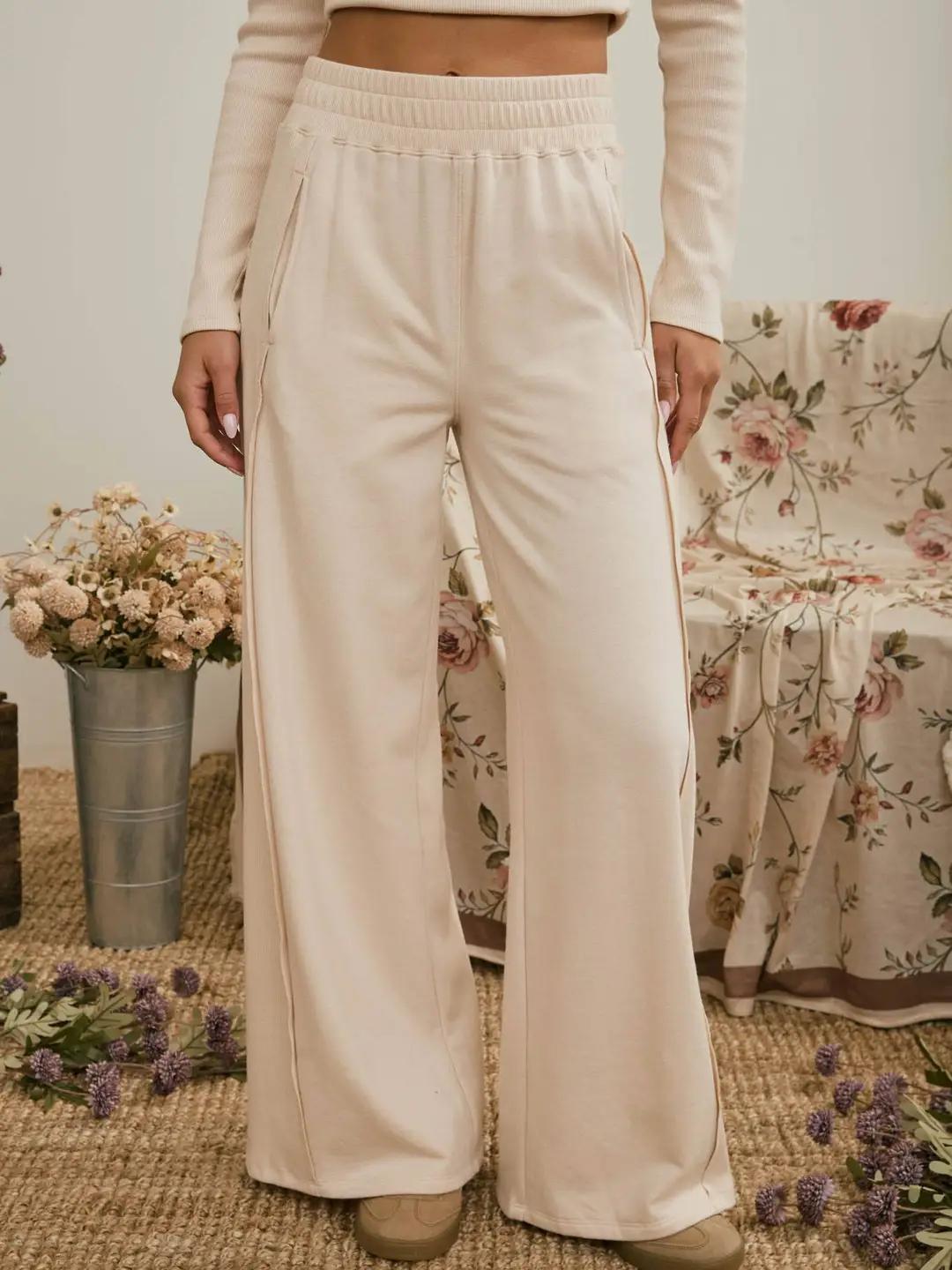 Elastic Waist Side Panel Knit Lounge Pants