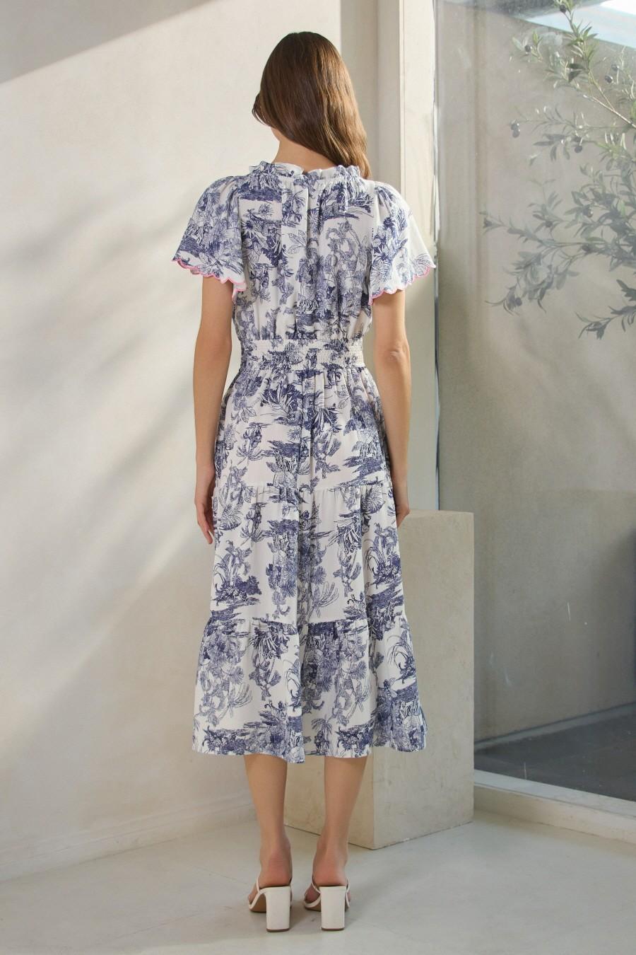 Plus Toi De Paris Printed Tired Midi Dress