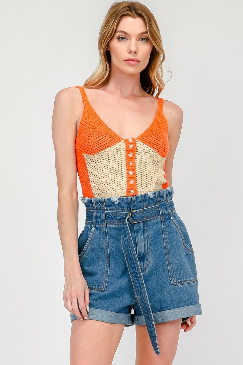 Orange Combo Crochet Top