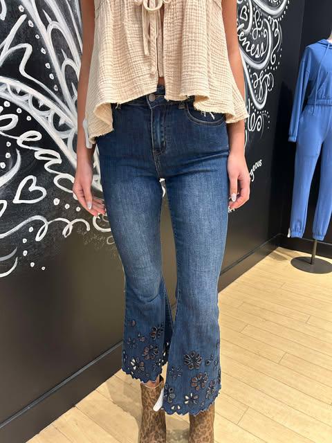 Bambu Soft Flare Ankle with Eyelet Flowers