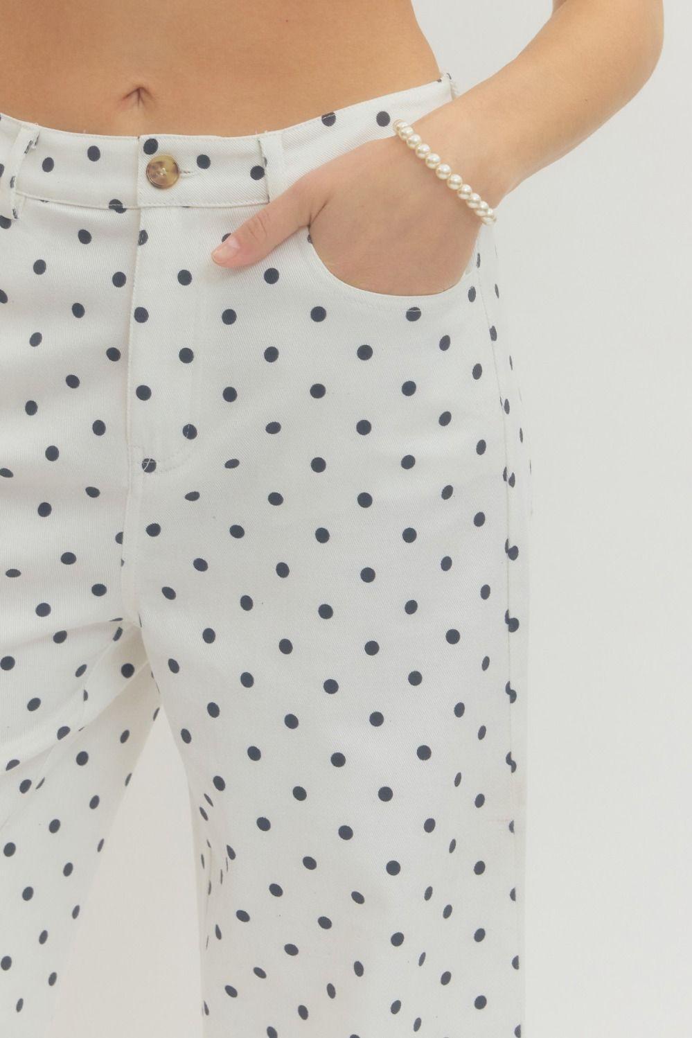 Polka-Dot Denim Pants