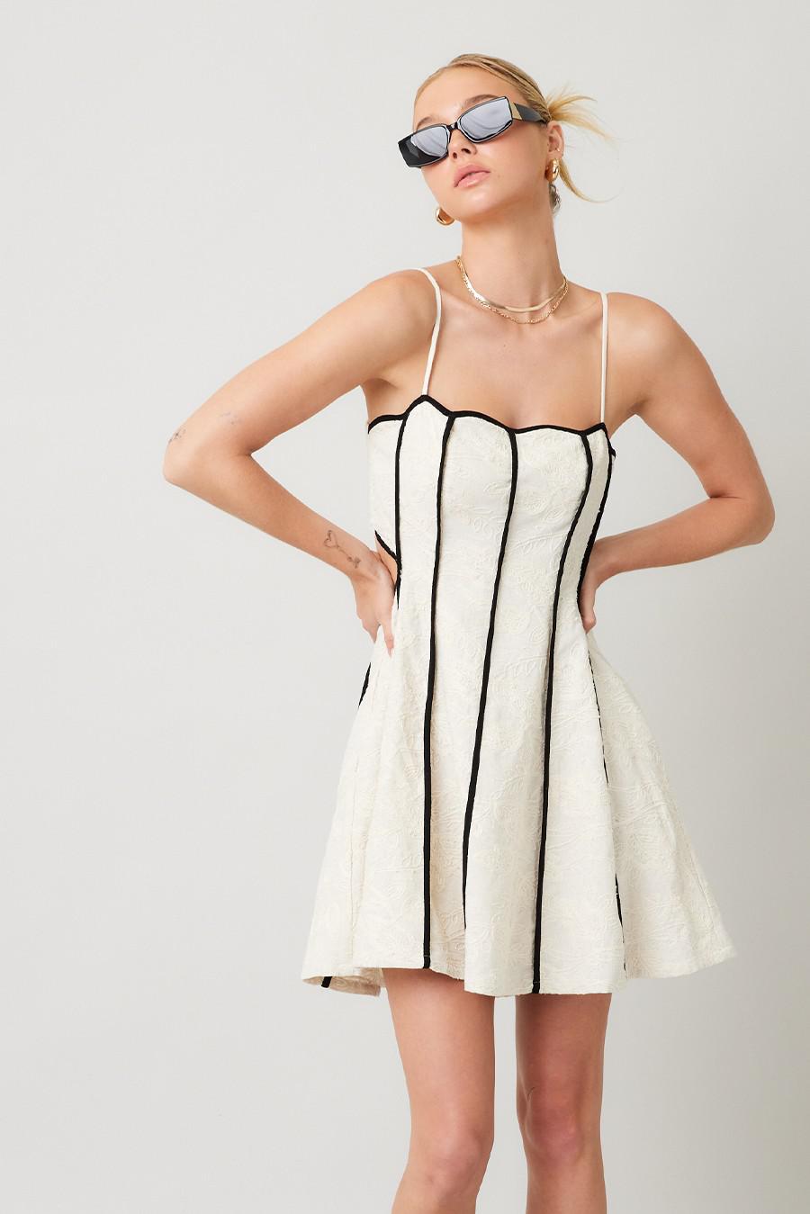 Natural Embroidery Cutout Back Dress