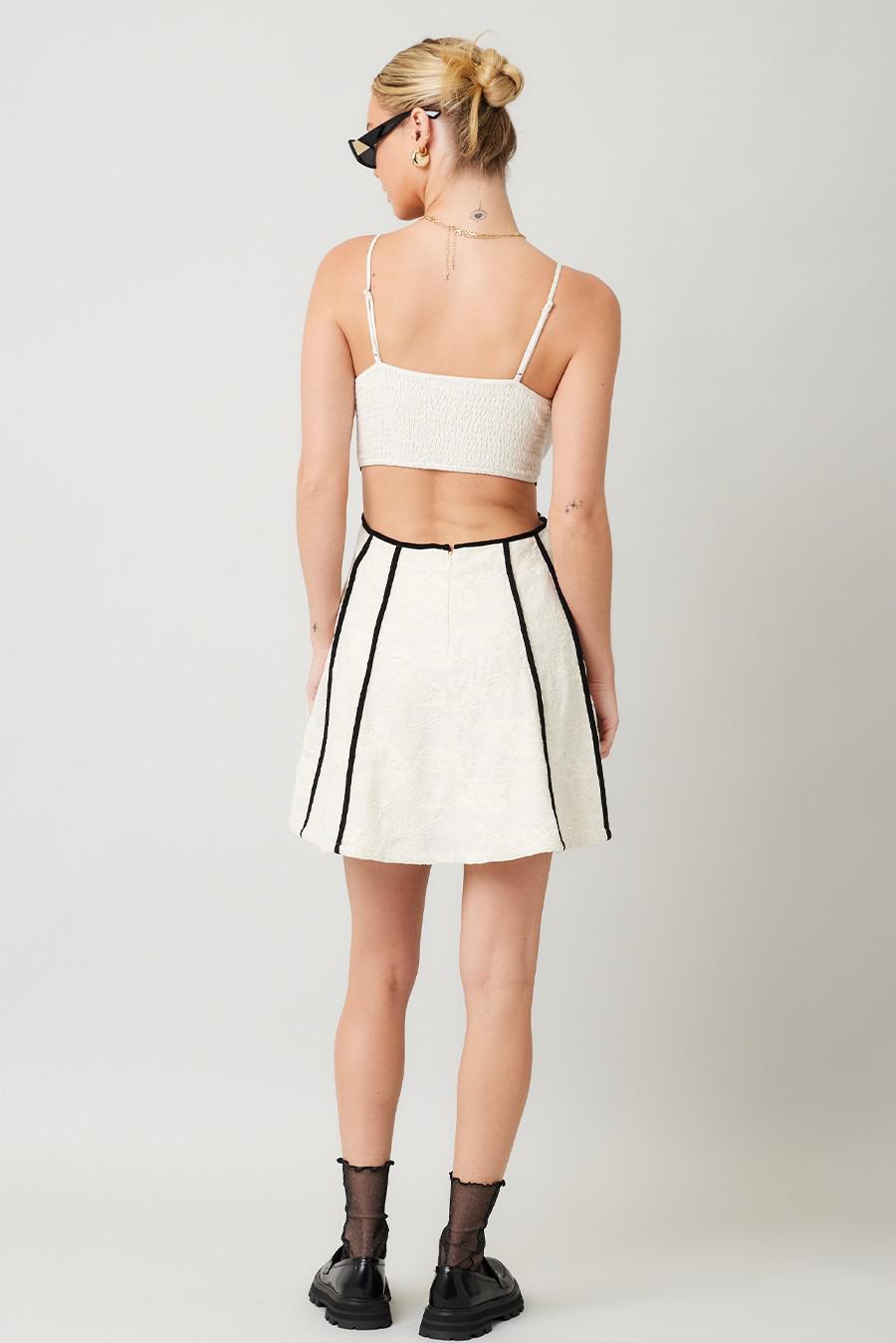 Natural Embroidery Cutout Back Dress