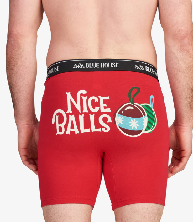 Little Blue House Men's Nice Balls Holiday Ornament Boxers