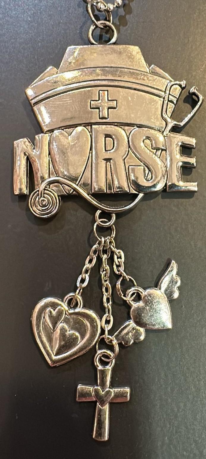 Silver Nurse Car Charm