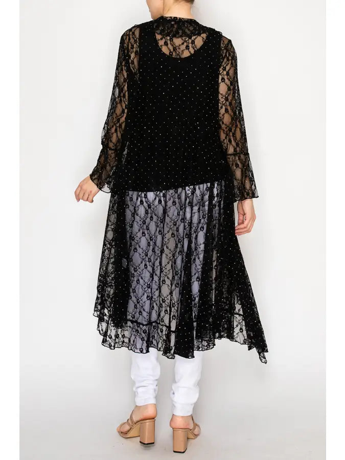 Lightweight Lace Ruffle Duster w/ Sparkles