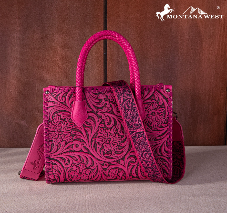 Montana West Embossed Floral Tote/Crossbody