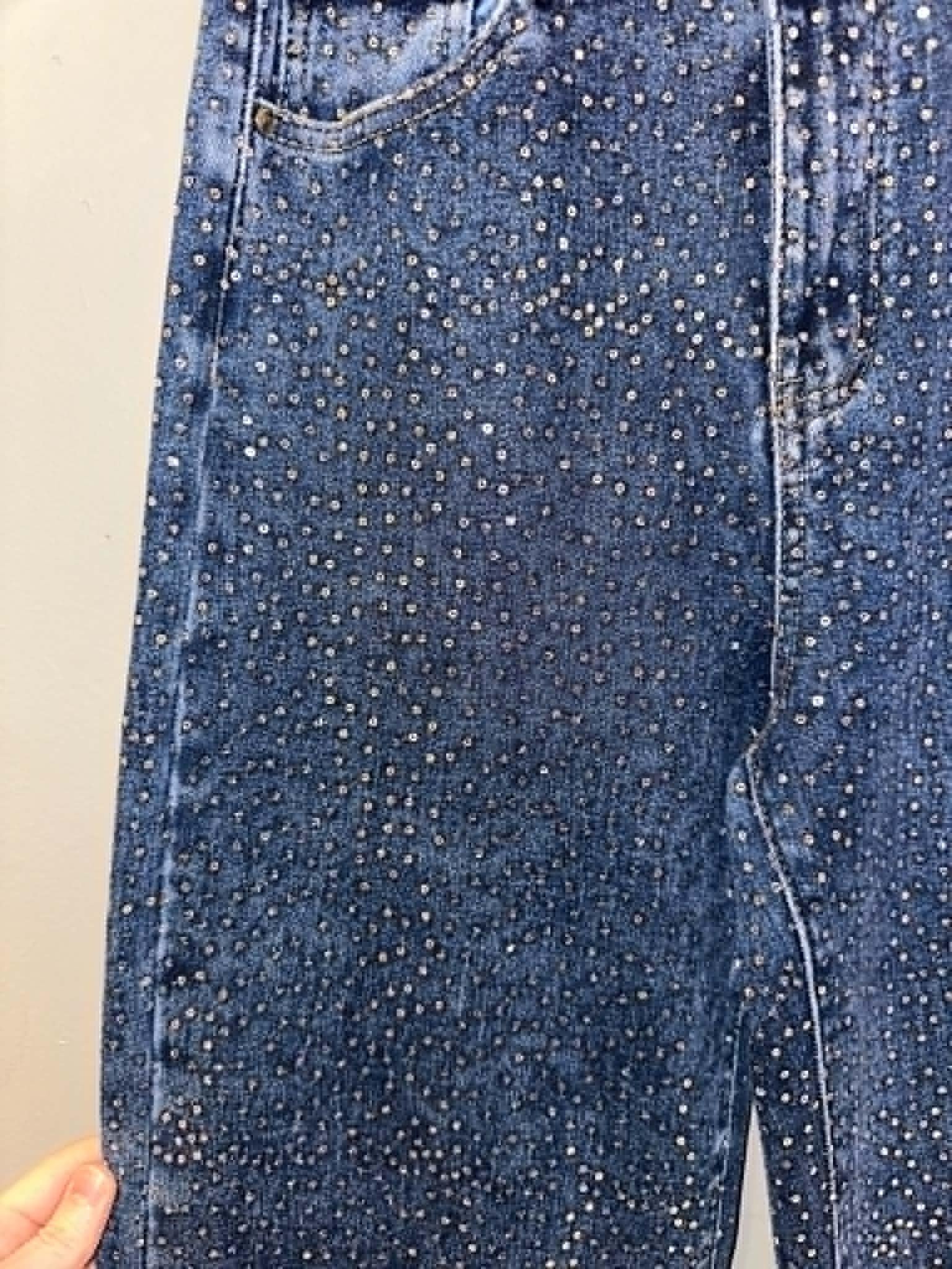 Nina Rossi Sequin Embellished Denim Wide Leg Jeans
