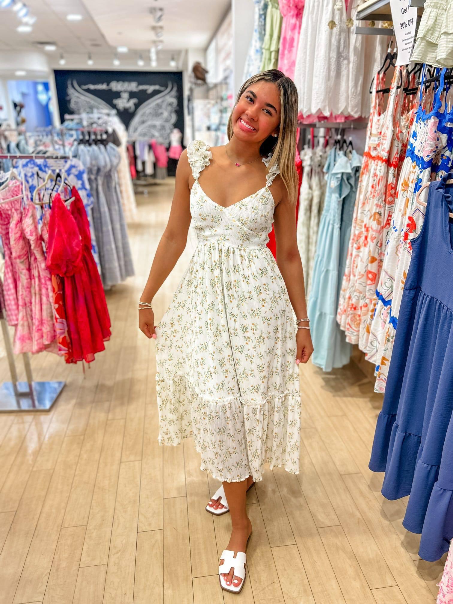 FLORAL WRAP RUFFLE SLEEVELESS MAXI DRESS