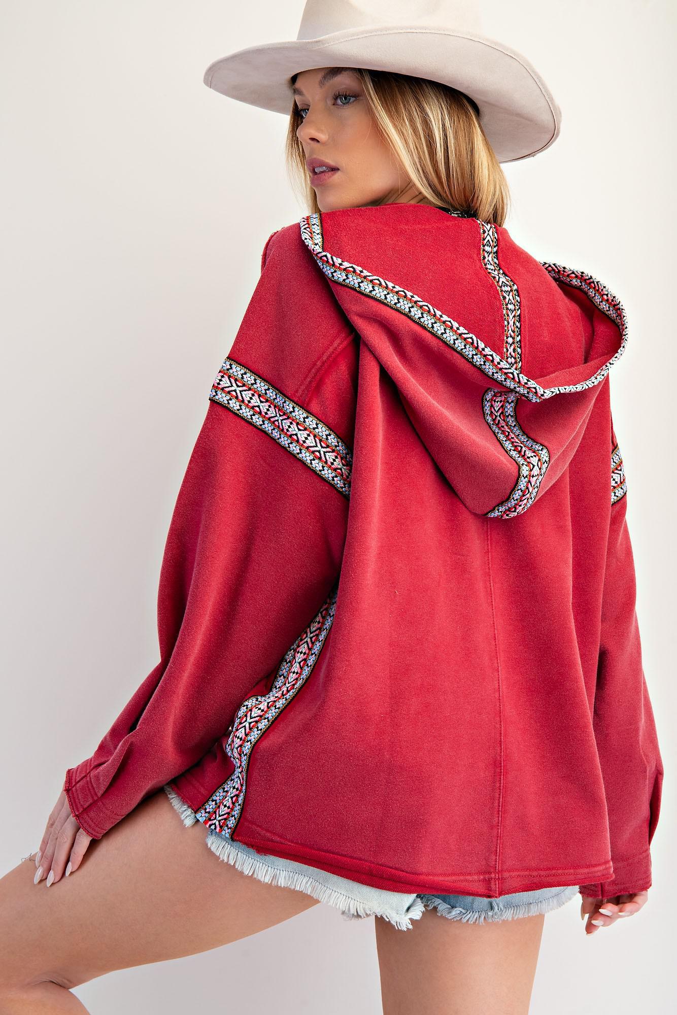 Red Rodeo Washed Terry Hoodie