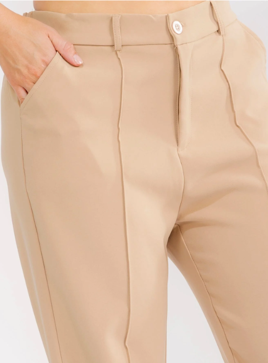 KHAKI PLUS SIZE BUTTON CLOSURE STRAIGHT LEG PANTS