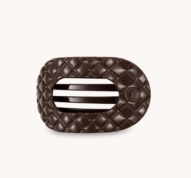 Truly Taupe Quilted Flat Round Hair Clip