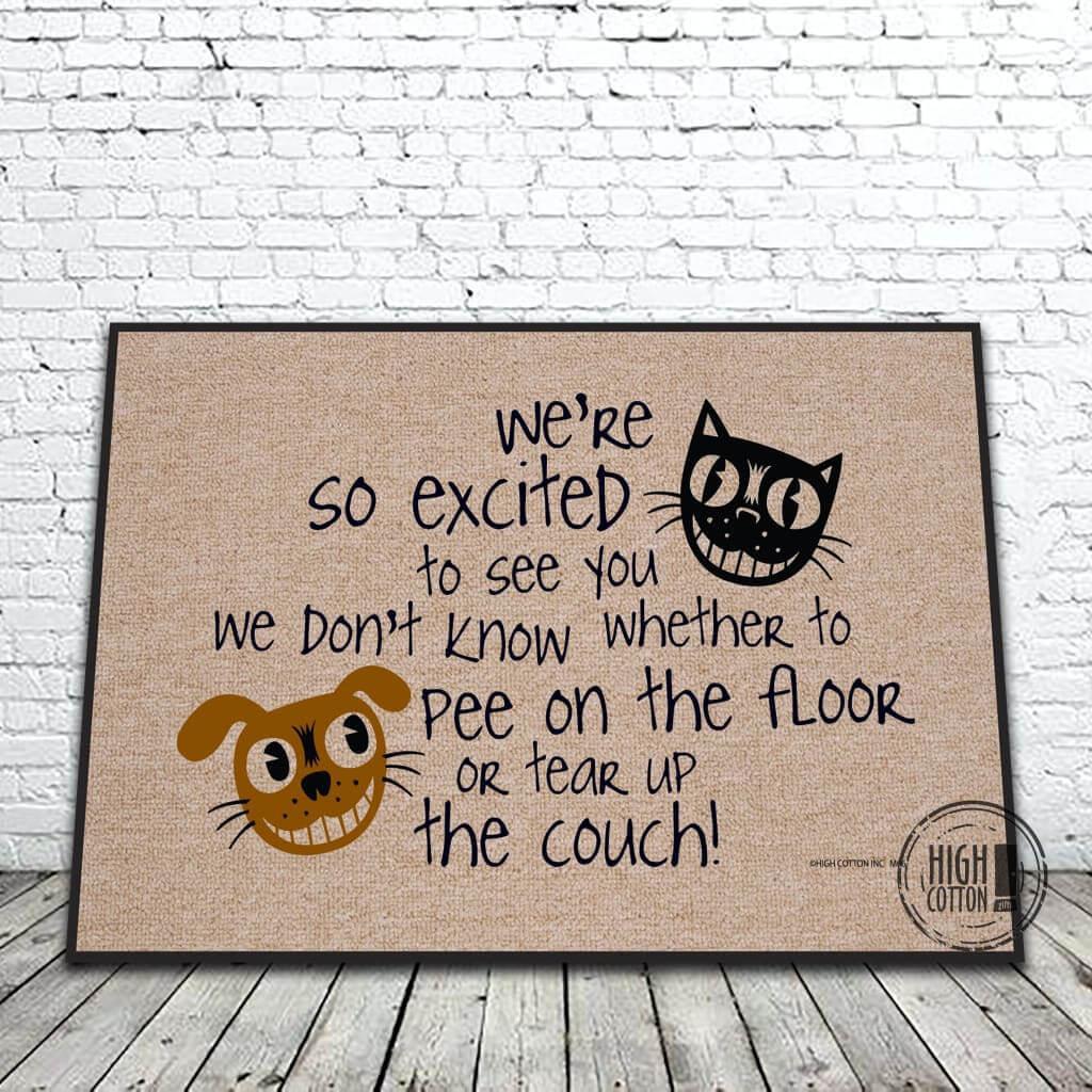 We're Excited Door Mat