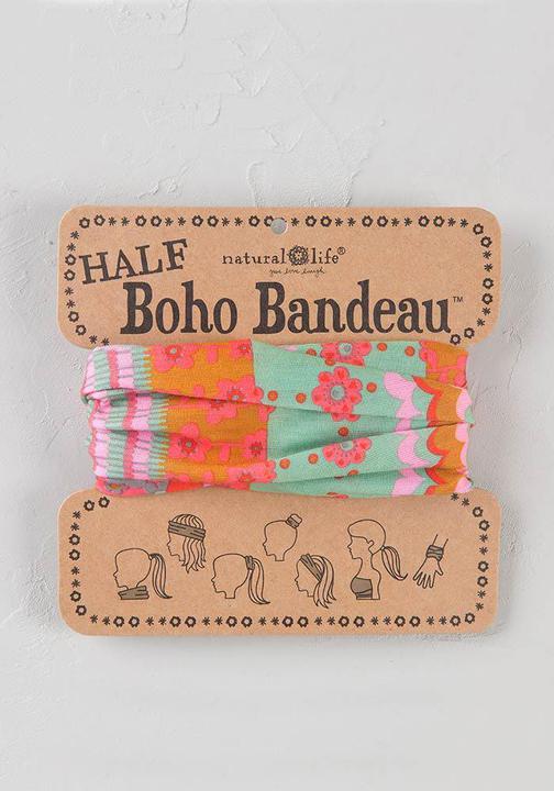 Coral & Aqua Geometric Half Boho Bandeau