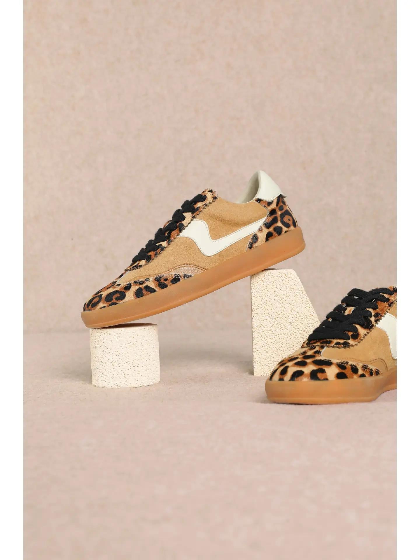 Destiny Leopard Textured Platform Lace-Up Trainers