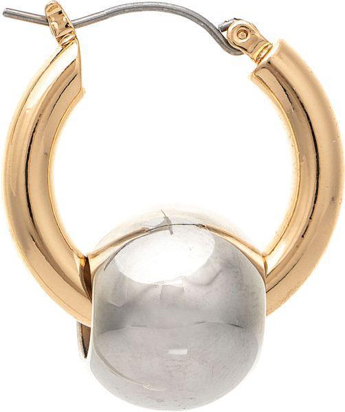 Gold Hoop Silver Big Bead Pin Catch Hoop Earring