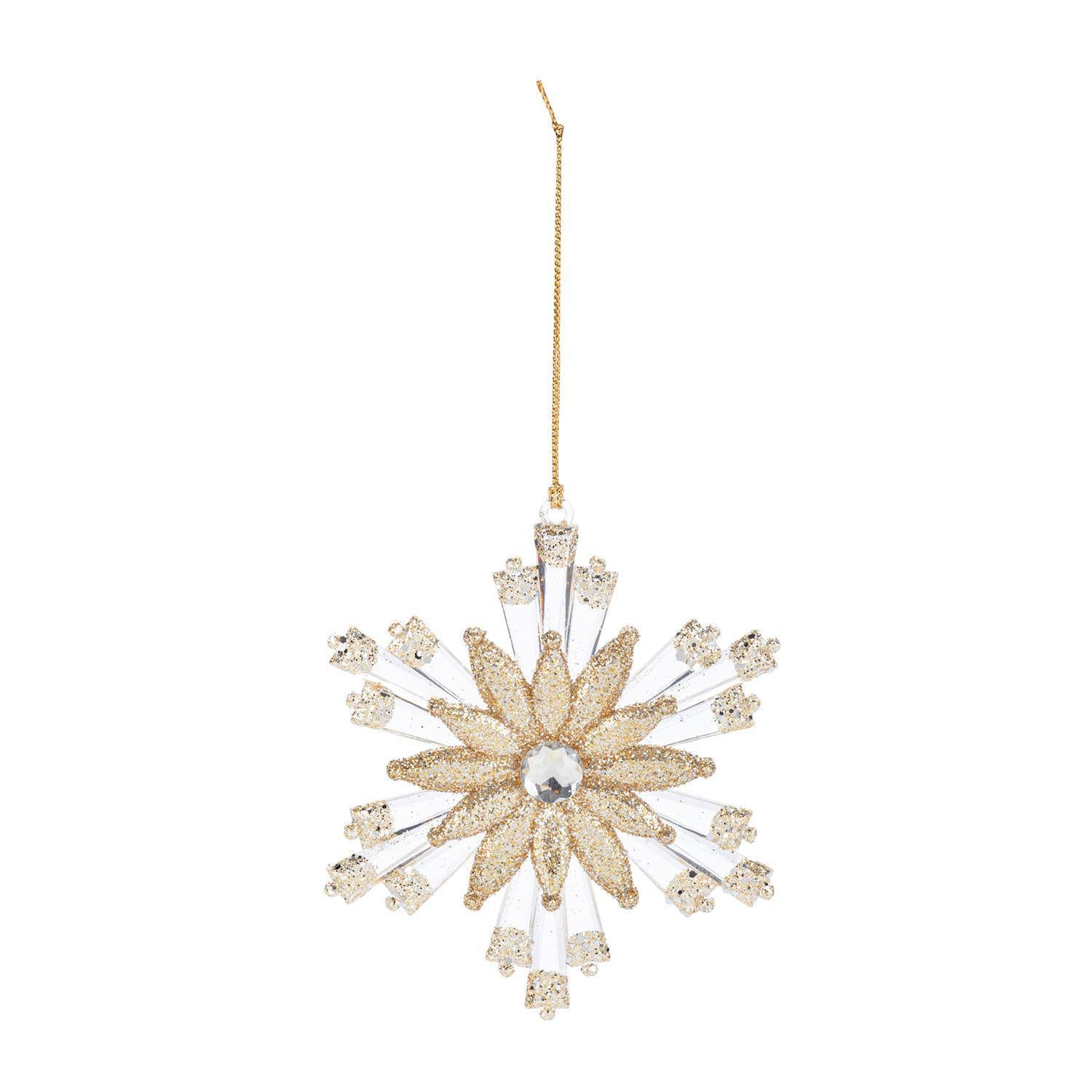 Gold Flower Snowflake Ornament