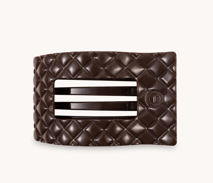 Truly Taupe Quilted Flat Rectangle Hair Clip