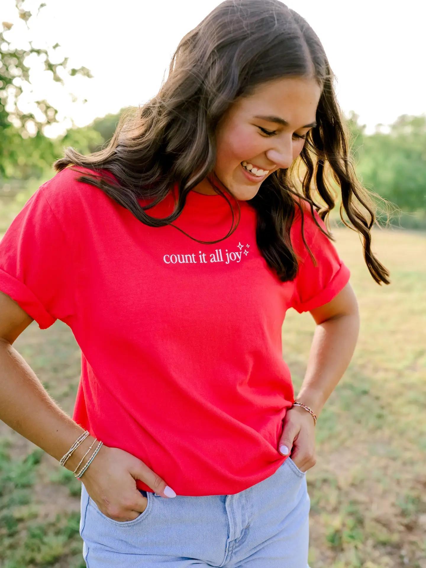 Count It All Joy Tee - Cherry Red