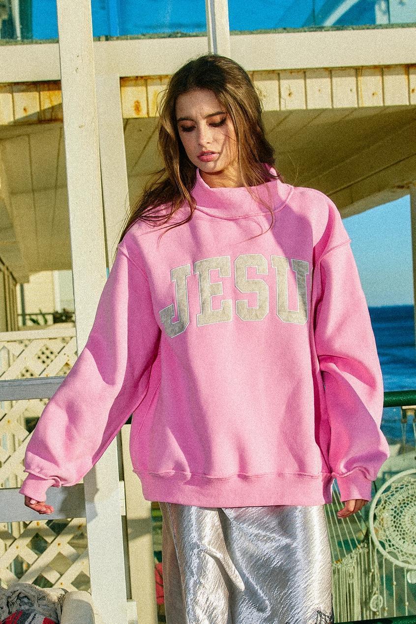 "Jesus" Camo Embroidered Mockneck Sweatshirt