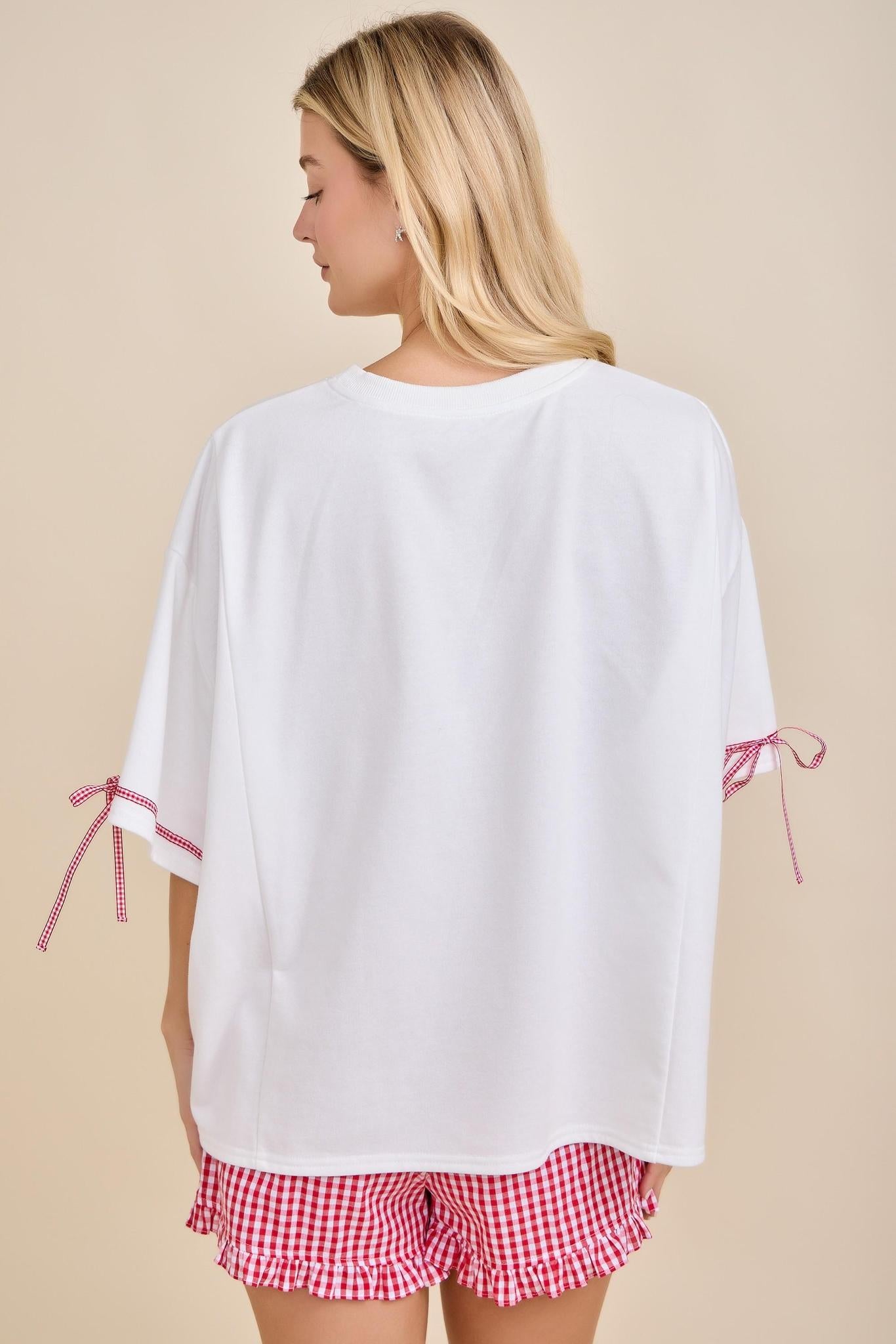 Patriotic Ribbon Patch Oversized Tee