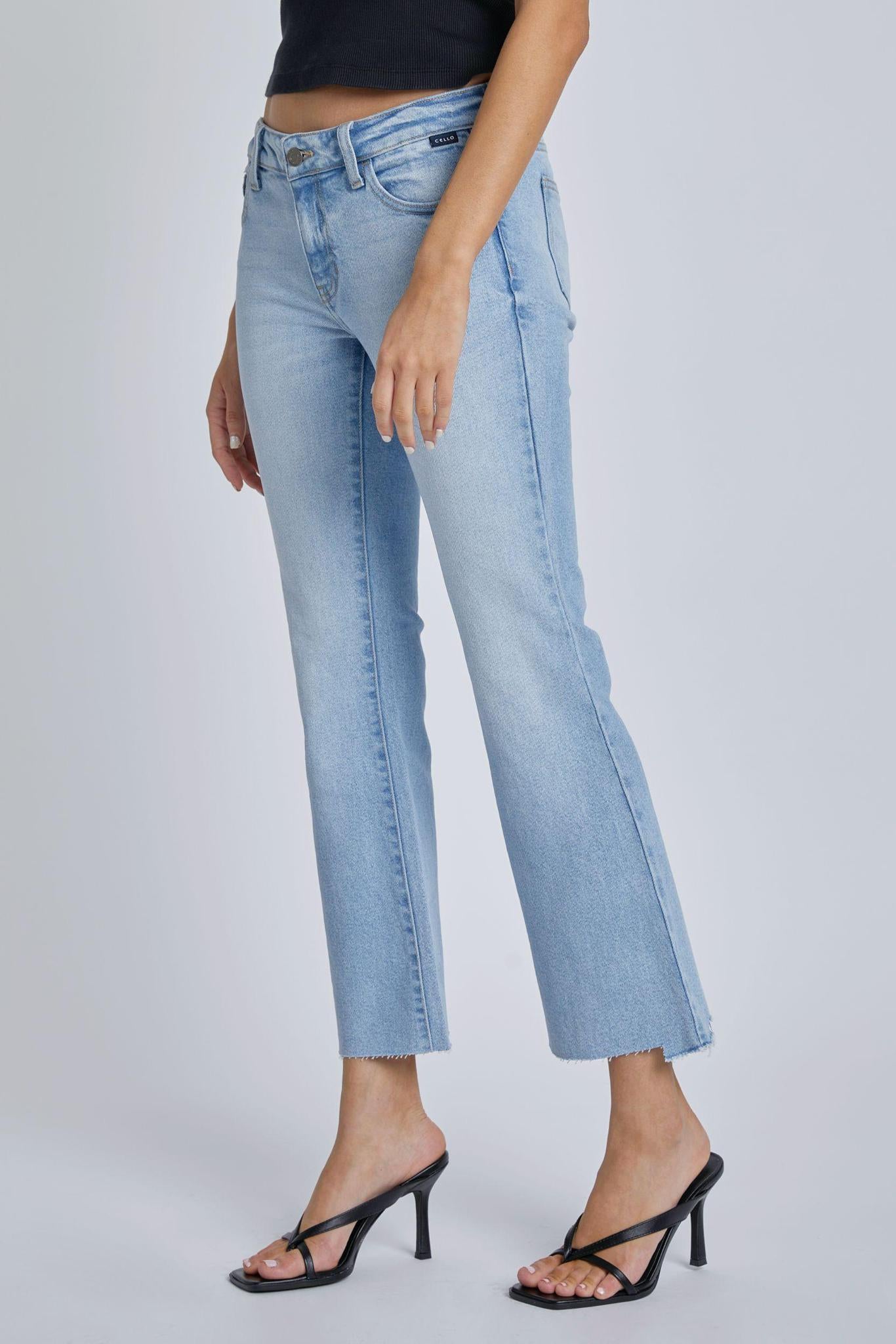 CELLO Midrise Crop Flare Jeans