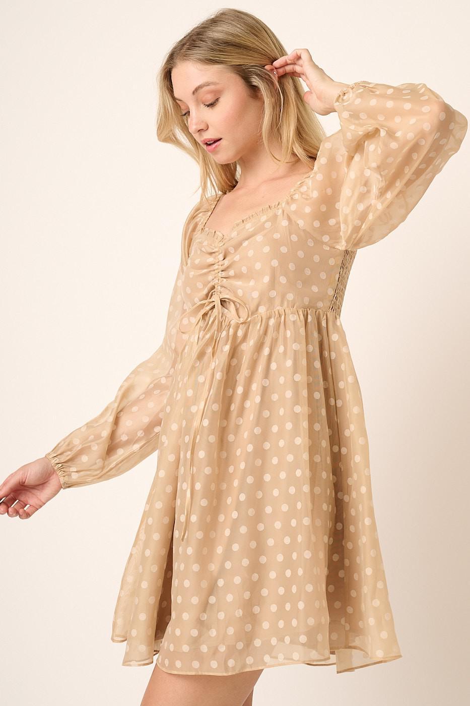 Dot Jacquard Babydoll Mini Dress