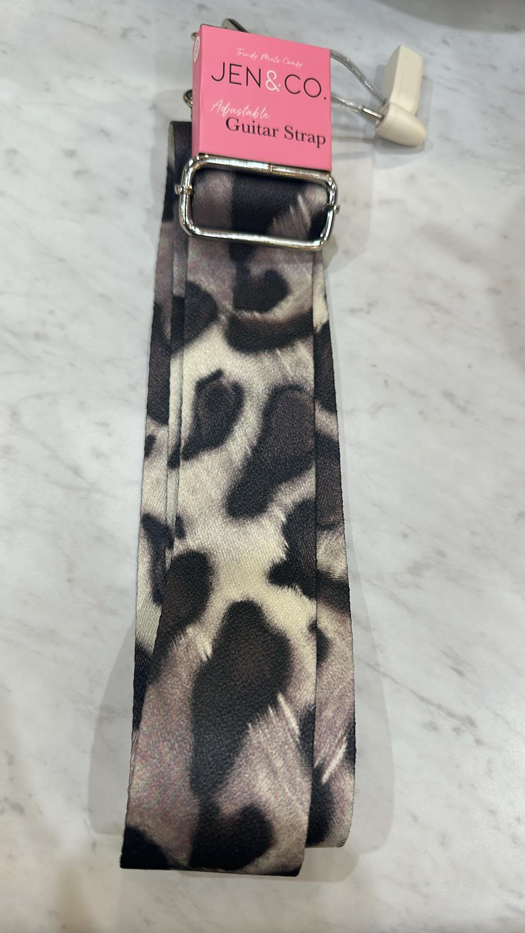 Cheetah Grey Guitar Purse Strap