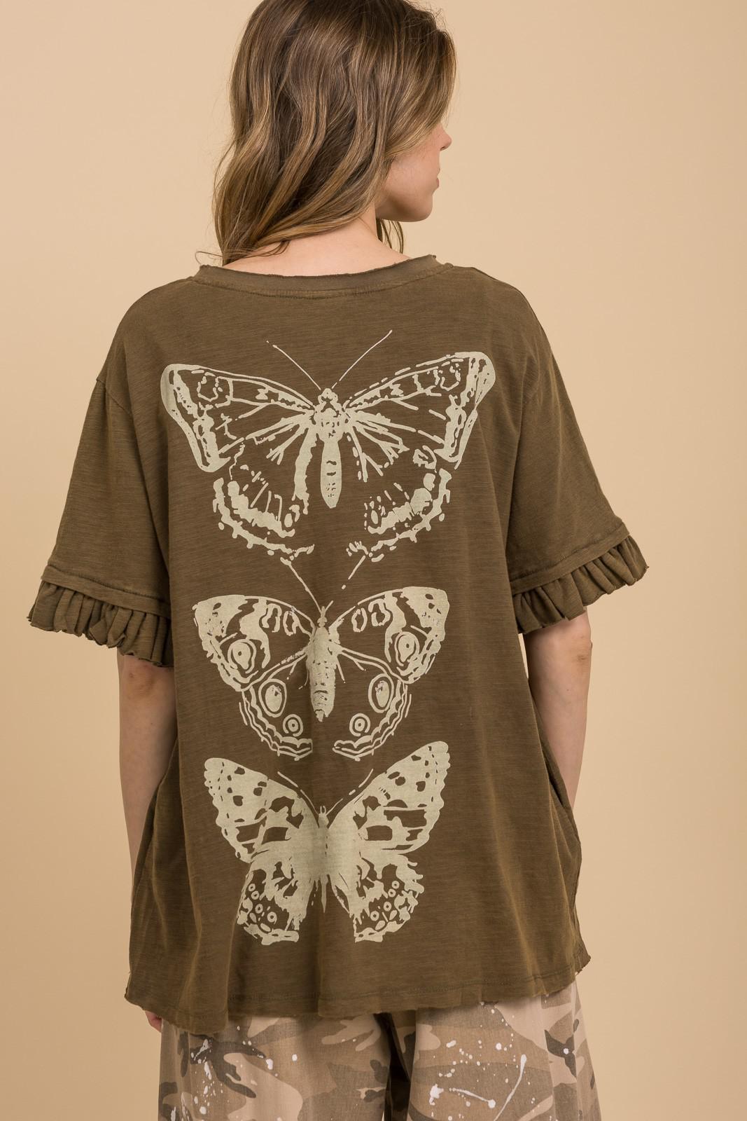 Short Ruffle Sleeve Butterfly Top