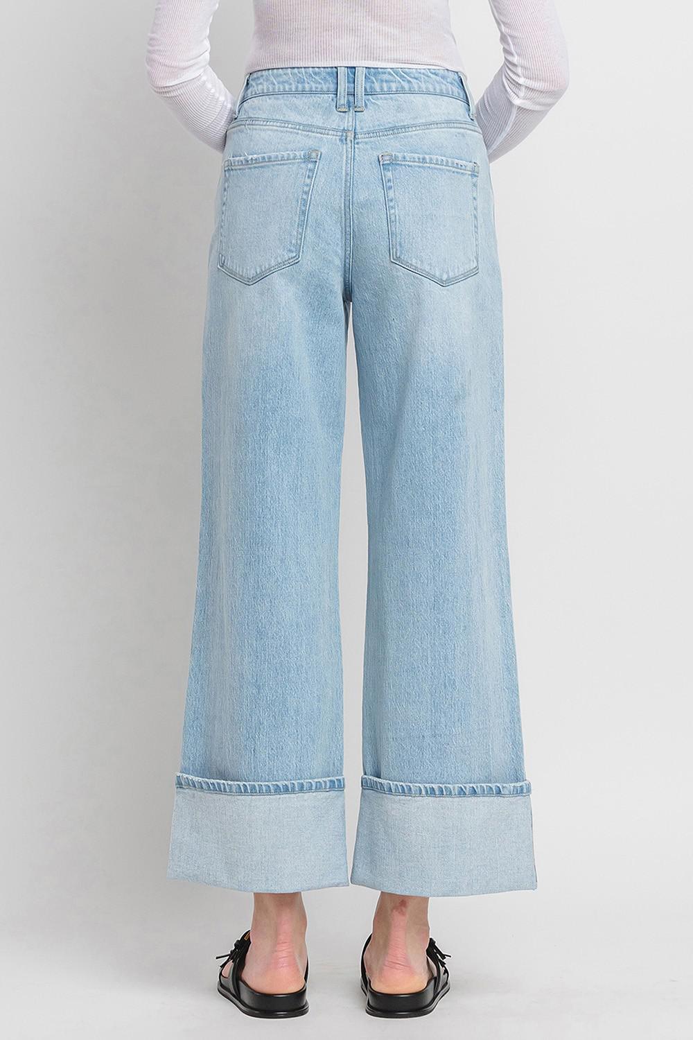 Super High Rise Cuffed Baggy Wide Jeans
