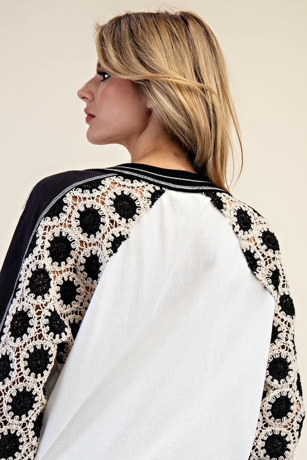 Embroidered Raglan Sleeve Top