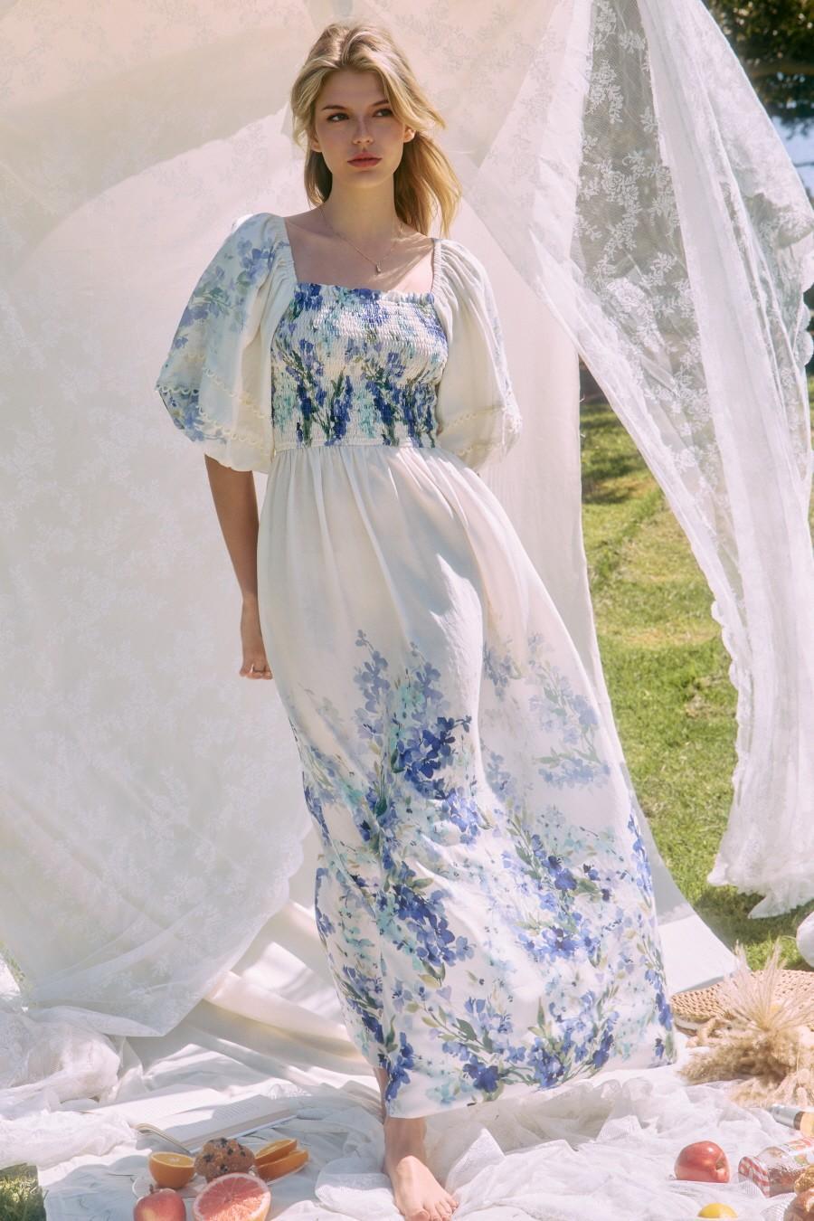 Plus Floral Border Printed Maxi Dress