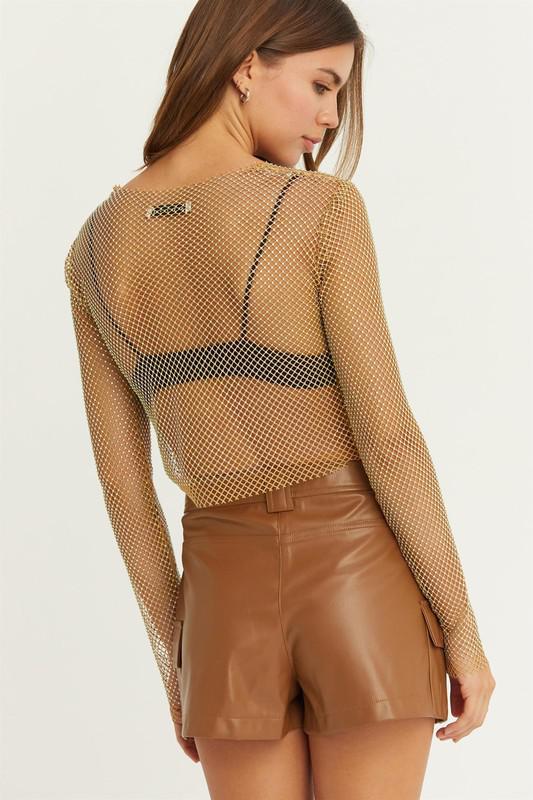 Rhinestone Mesh Top