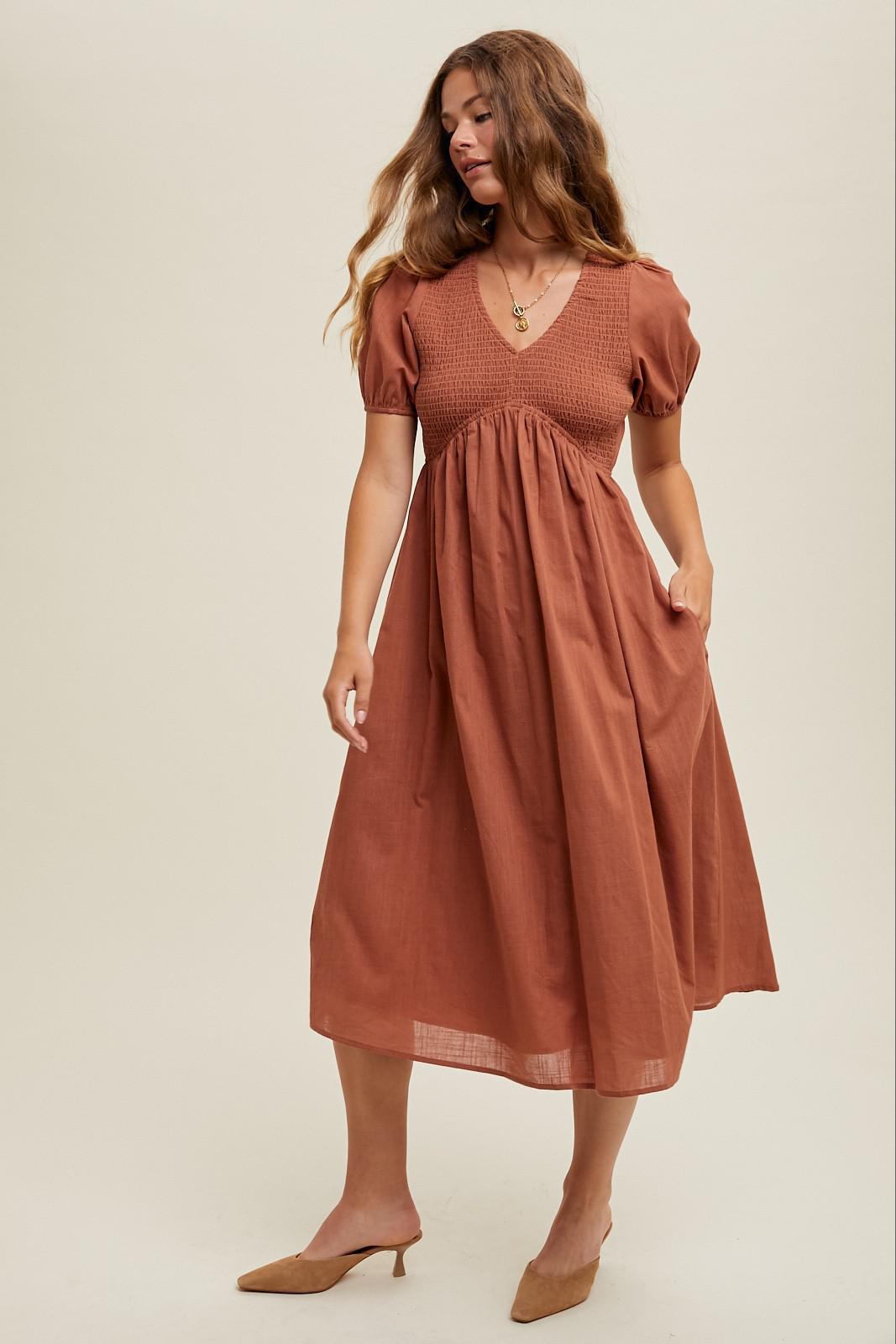 Textured Puff Sleeve Dress