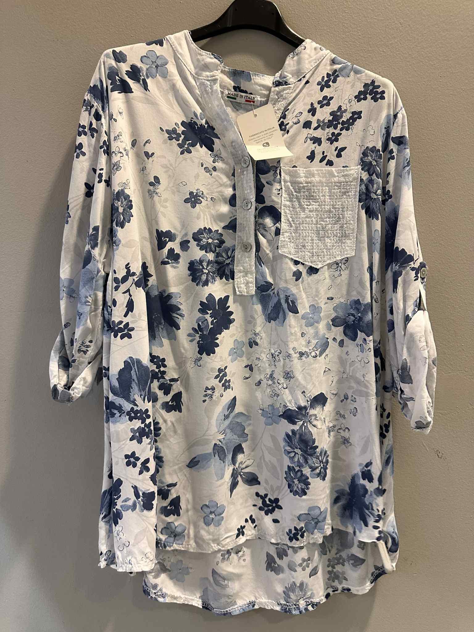 Printed One Pocket Sequin Top