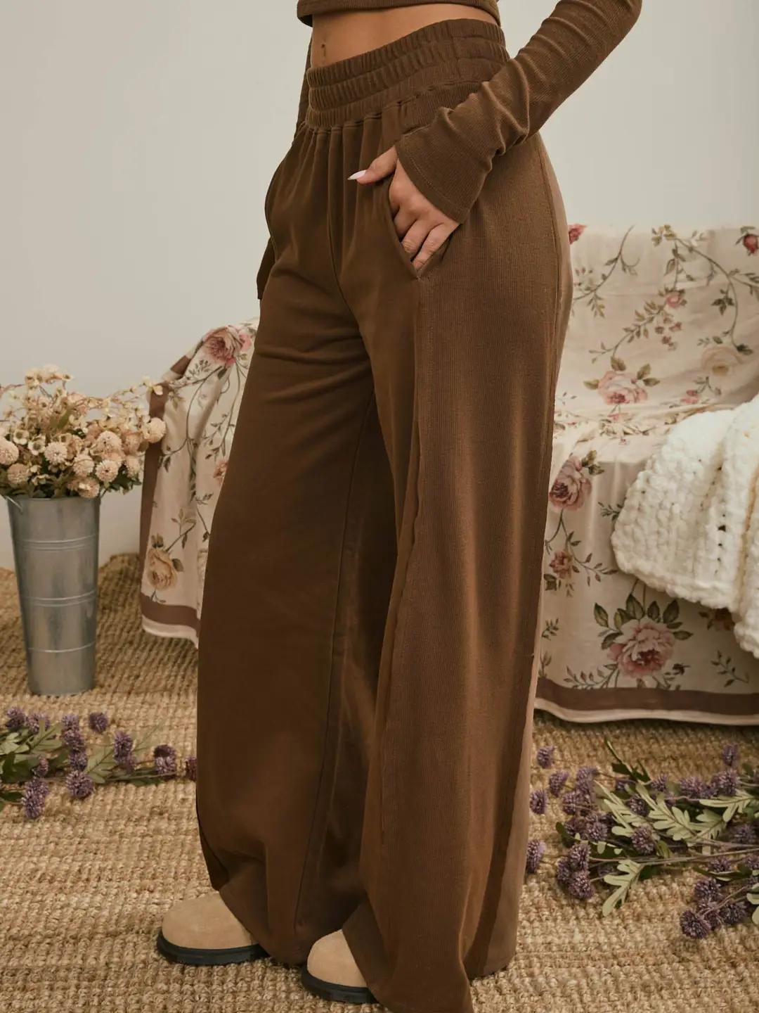 Elastic Waist Side Panel Knit Lounge Pants